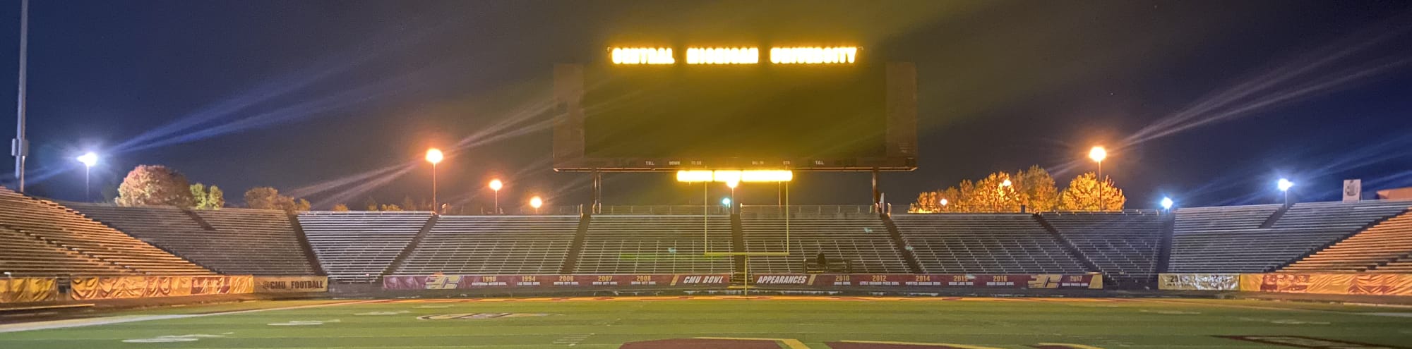 empty football stadium at night under the lights Palm Springs