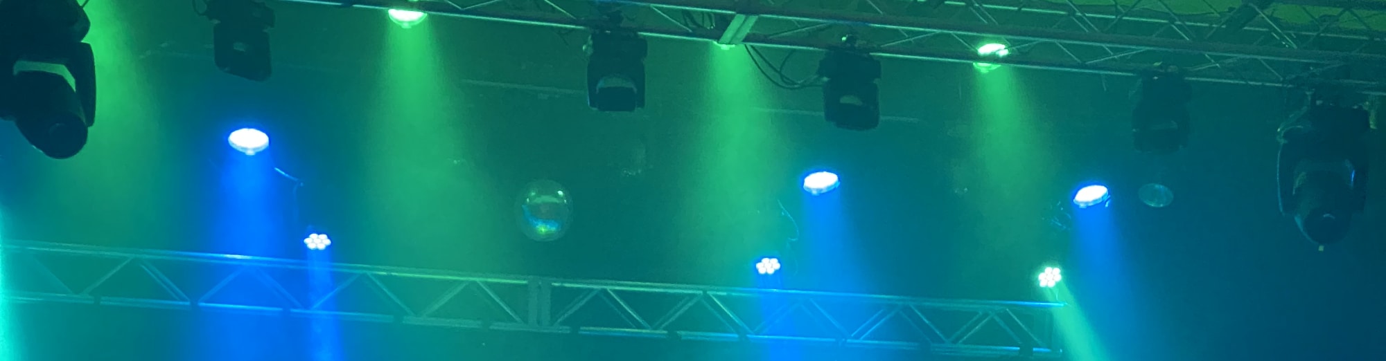 blue and green theater stage lights Palm Springs